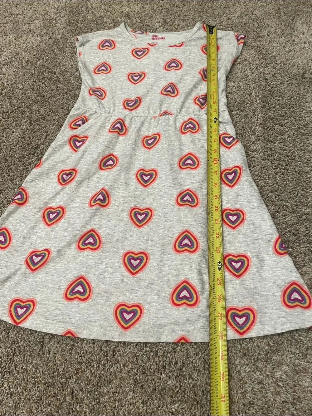 Girls' Gray Heart Print Dress - Epic Threads
